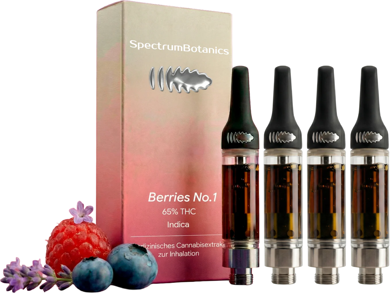 4 x THC Vape - Berries No.1 (Nachfüllpack - ohne Akkuträger) je Kartusche 0,5mL